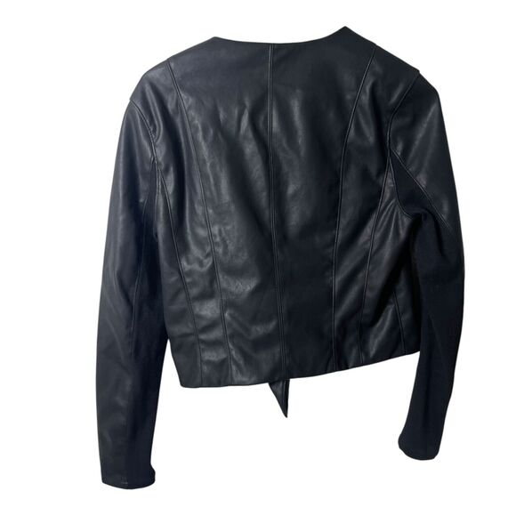 BLANKNYC Denim Record Breaker Collarless Faux Leather Moto Jacket Black Large - Picture 8 of 11